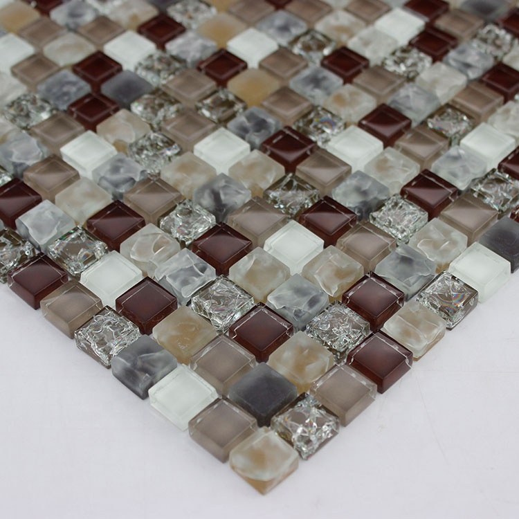 Gạch Mosaic Thủy tinh XINGTAN màu nâu 15*15mm